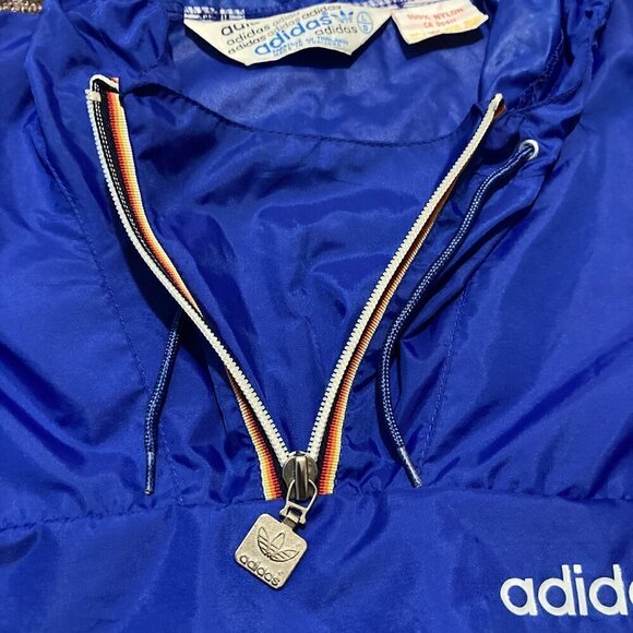 Vintage 80s Adidas Originals Windbreaker Lightweight Hooded Packable Mens Large - Picture 4 of 13